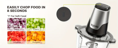 Mini Food Processor 450W with 2 Bowls – Electric Food Chopper, 4 Bi-Level Blades, Meat Grinder for Baby Food, Meat, Onion & Vegetables, 2 Speed