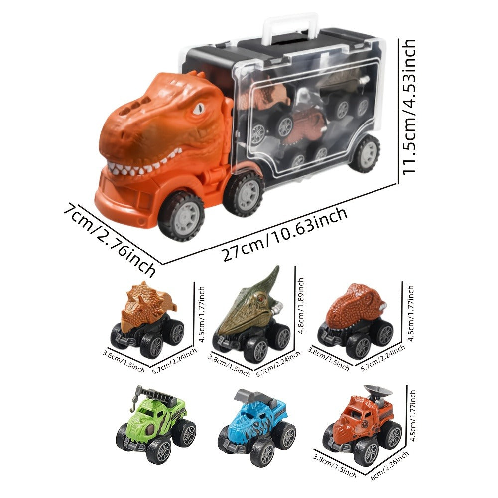 T-Rex Dinosaur Car Playset for Kids – Large Dino Truck with Mini Dinosaur Cars Figures & Accessories, Boys Dino Vehicle Toy Birthday Gift Ages 3 4 5 6