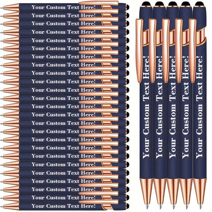 Custom Engraved Luxury Pens Bulk Set with Touch Tip & Soft Grip - Personalized with Logo, Name or Text, Elegant Gift Pens for Wedding, Birthday, Christmas, Office, Party Giveaways - 25/30/35/45/50 Pcs