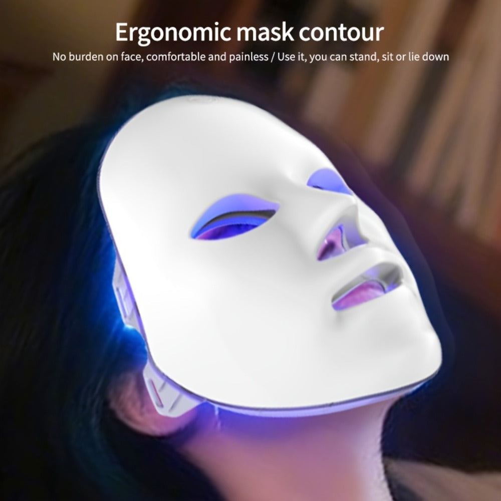 Portable 7-Color LED Facial Mask Device – USB Rechargeable Home Beauty Skincare Tool for Face Care, Anti-Aging & Acne, Perfect Gift for Girlfriend & Valentine's Day