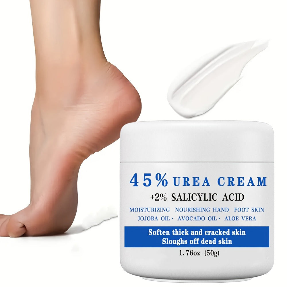 45% Urea Foot Cream with 2% Salicylic Acid – Cracked Heel Repair Lotion for Dry Rough Thick Skin Exfoliating Dead Skin Softening & Repairing Foot Care Treatment 1.76oz
