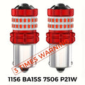 2pcs 1156 BA15S 7506 P21W 1157 BAY15D P21/5W W21/5W 7443 P27/5W 3157 3156 LED Bulb Red Brake Bulbs Stop Tail Parking Light Bulbs 3 Times Warning Brake Light Bulbs No Error