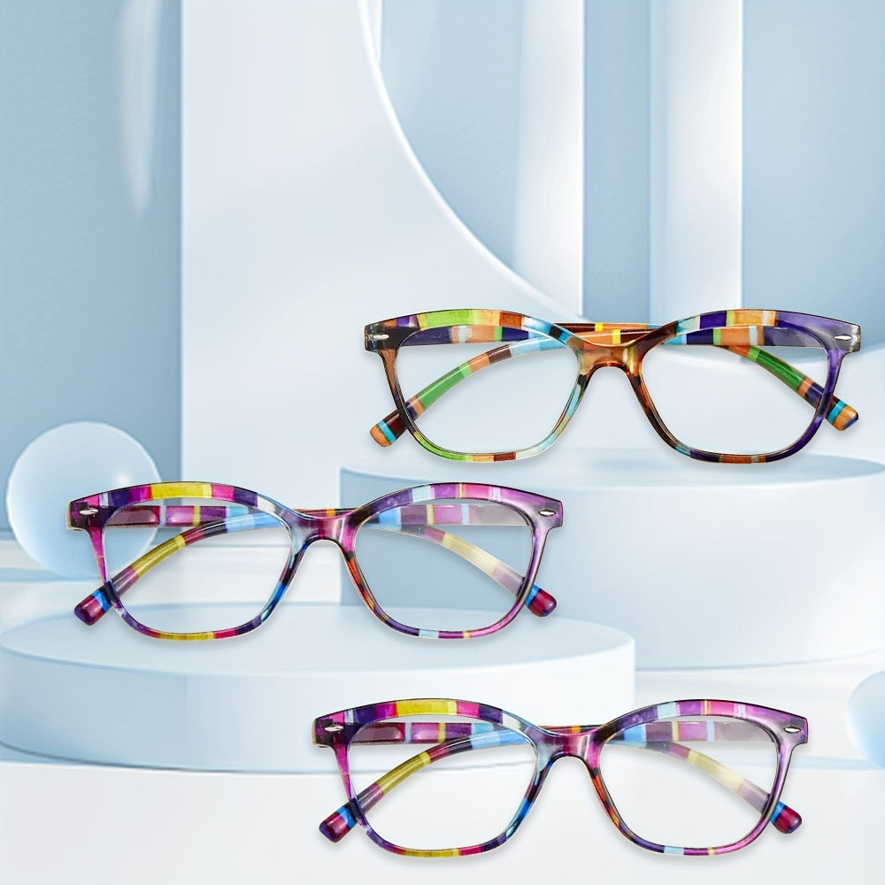 Rimless Reading Glasses for Women 3 Pack - Blue Light Blocking Lightweight Metal Frameless Readers with Anti Eyestrain Lenses, Multiple Colors and Magnifications 1.0X to 4.0X