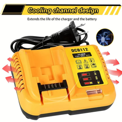 Battery Charger for DeWalt 12V 20V Max Rapid Charger Compatible with DCB120 DCB126 DCB200 DCB201 DCB208 DCB606 DCB609 DCB612 18V 20V Power Tool Battery Charger