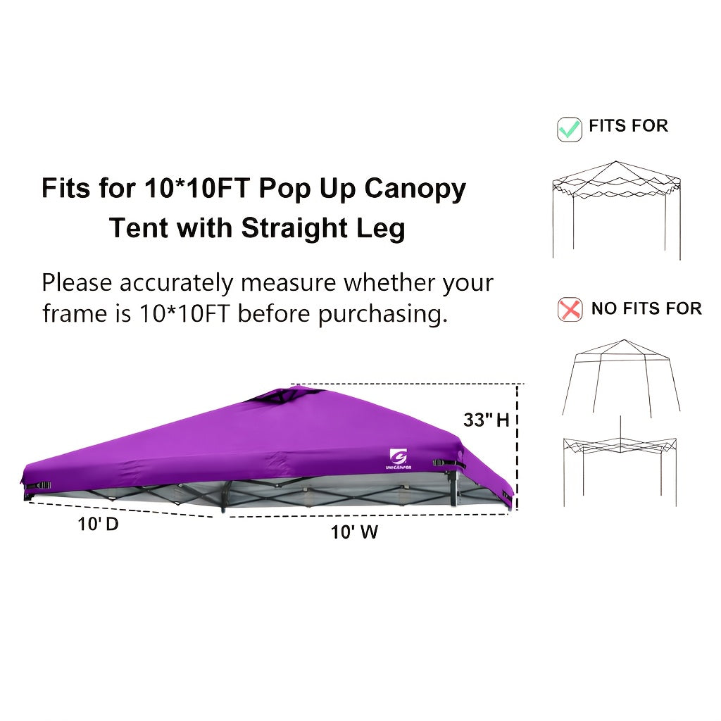 10x10 Canopy Replacement Top Cover for Straight Leg Tents – Ventilation Ports, Instant Shade, 11 Color Options – Waterproof Pop-Up Canopy Top for Camping, Outdoor Events & Backyard (Top Cover Only)