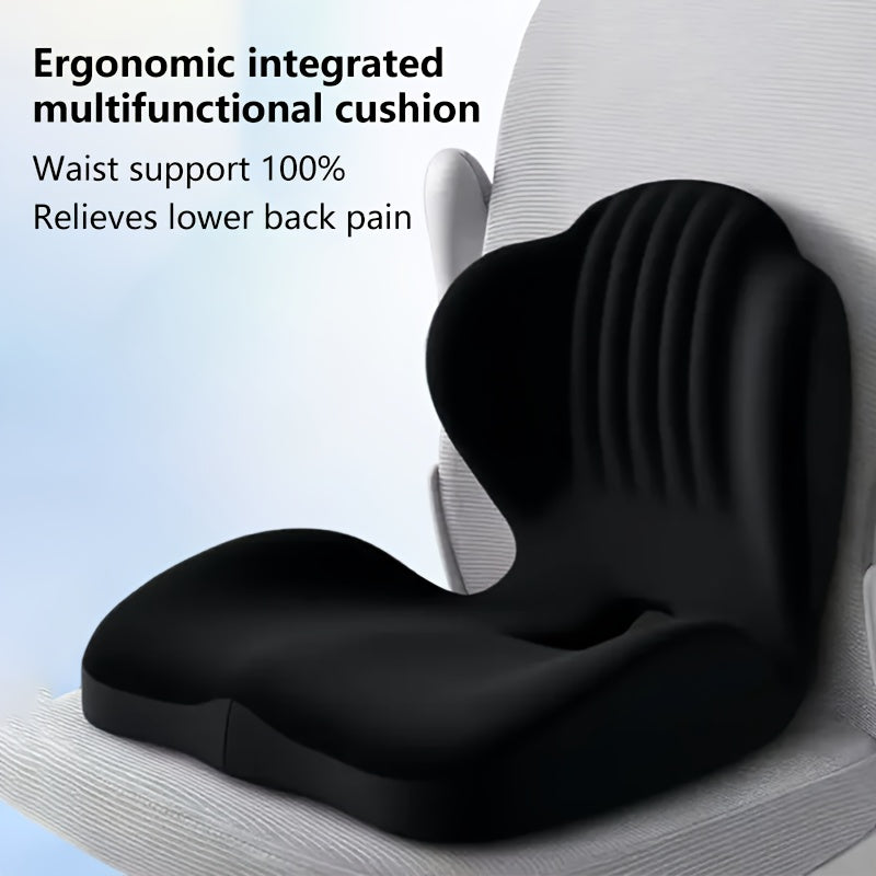 Memory Foam Integrated Seat Cushion, Ergonomically Designed, Raised Back, Hollow And Breathable, Office Chair Cushion, Buttock Cushion, Suitable for Various Scenarios