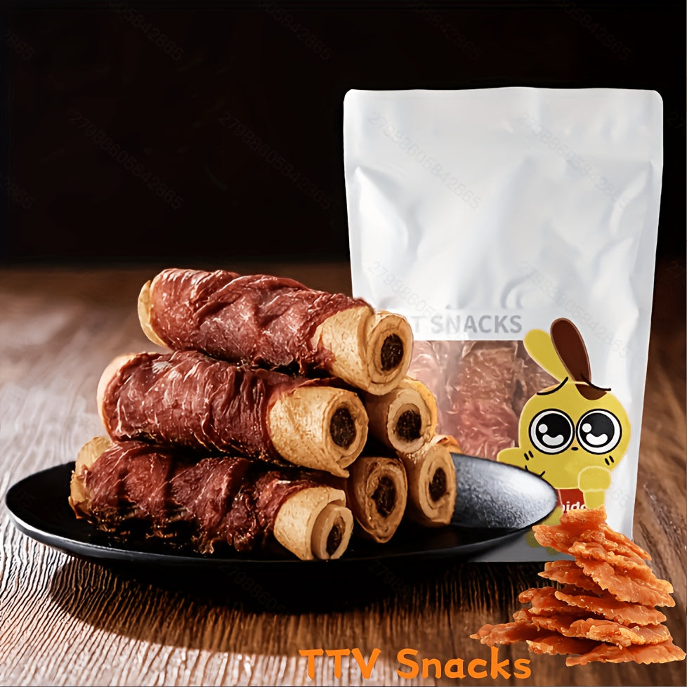 Dog Chew Treats Chicken & Duck Wrapped Cowhide Sticks – High Protein Beef Skin Stuffed Snacks, Long-Lasting, Easy to Digest, Training Reward for Dogs, 5.29oz (Chicken or Duck Flavor)