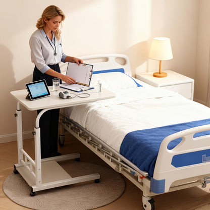 Bedside Table with Wheels Adjustable Height – Multi-Style Nursing Care Table for Elderly & Patients | Single & 3-Tier Rolling Overbed Dining Table, Home Medical Convalescent Furniture, 13 Styles