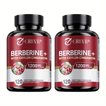 Berberine + Ceylon Cinnamon Supplement 120 Capsules – Support Healthy Cholesterol, Blood Sugar & Heart Health | Berberine HCl Dietary Supplement for Women & Men