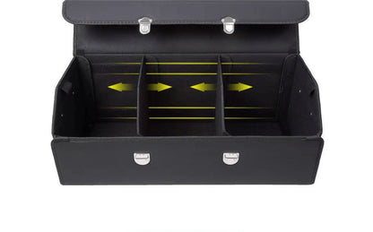 Car Trunk Organizer with Multi Compartments – PU Leather Foldable SUV Cargo Storage Box, Adjustable Dividers, Grocery & Travel Organizer