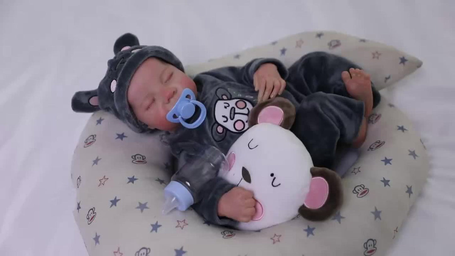 Reborn Baby Doll 18 Inch 45CM Lifelike Newborn Doll Only No Accessories – Realistic Baby Body, Safe for Kids Ages 3+, Customizable Starter Doll, Birthday Halloween Christmas Gift for Girls & Collectors