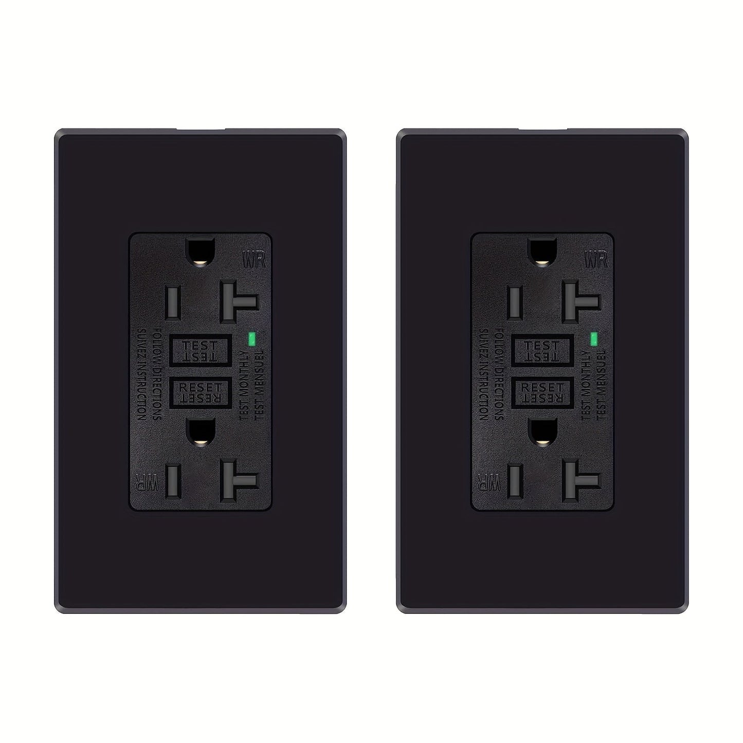 GFCI Outlet 20 Amp Tamper Resistant WR Weather Resistant with Wall Plate ETL Listed LED Indicator Test Reset Button Ground Fault Circuit Interrupter for Bathroom Kitchen Garage 2 4 6 10 20 Pack Black White