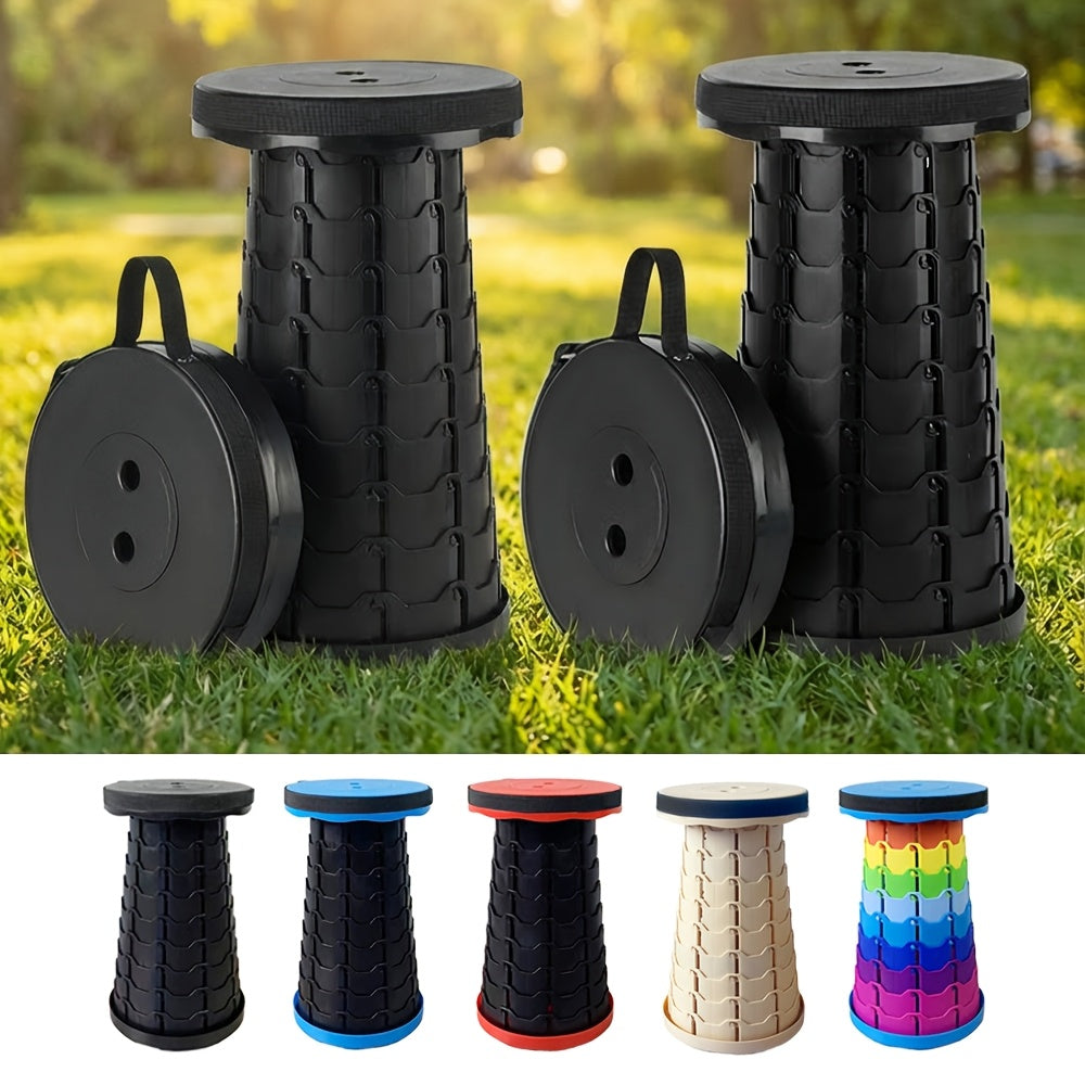 Collapsible Folding Stool 2-Pack – 400lbs Capacity Portable Telescoping Step Stool for Camping, Fishing, Hiking & Kitchen | Lightweight Retractable Seat