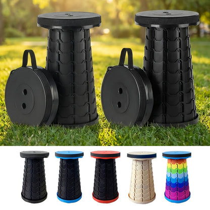 Collapsible Folding Stool 2-Pack – 400lbs Capacity Portable Telescoping Step Stool for Camping, Fishing, Hiking & Kitchen | Lightweight Retractable Seat