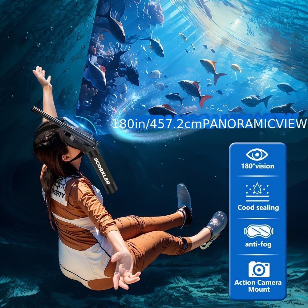 Mini Scuba Tank & Full Face Snorkel Mask Set with Hand Pump - 0.5L 6061 Aluminum Diving Tank, 180° Wide View Anti-Fog Mask, 200 Bar Capacity, 35 Breaths Underwater, for Snorkeling Exploration Diving Beginners