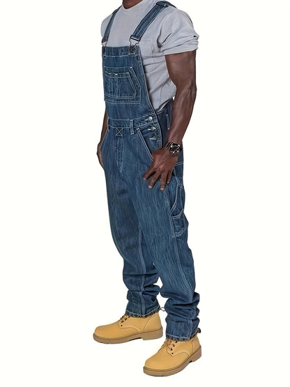 Men's Retro Denim Overalls - Loose Multi-Pocket Workwear