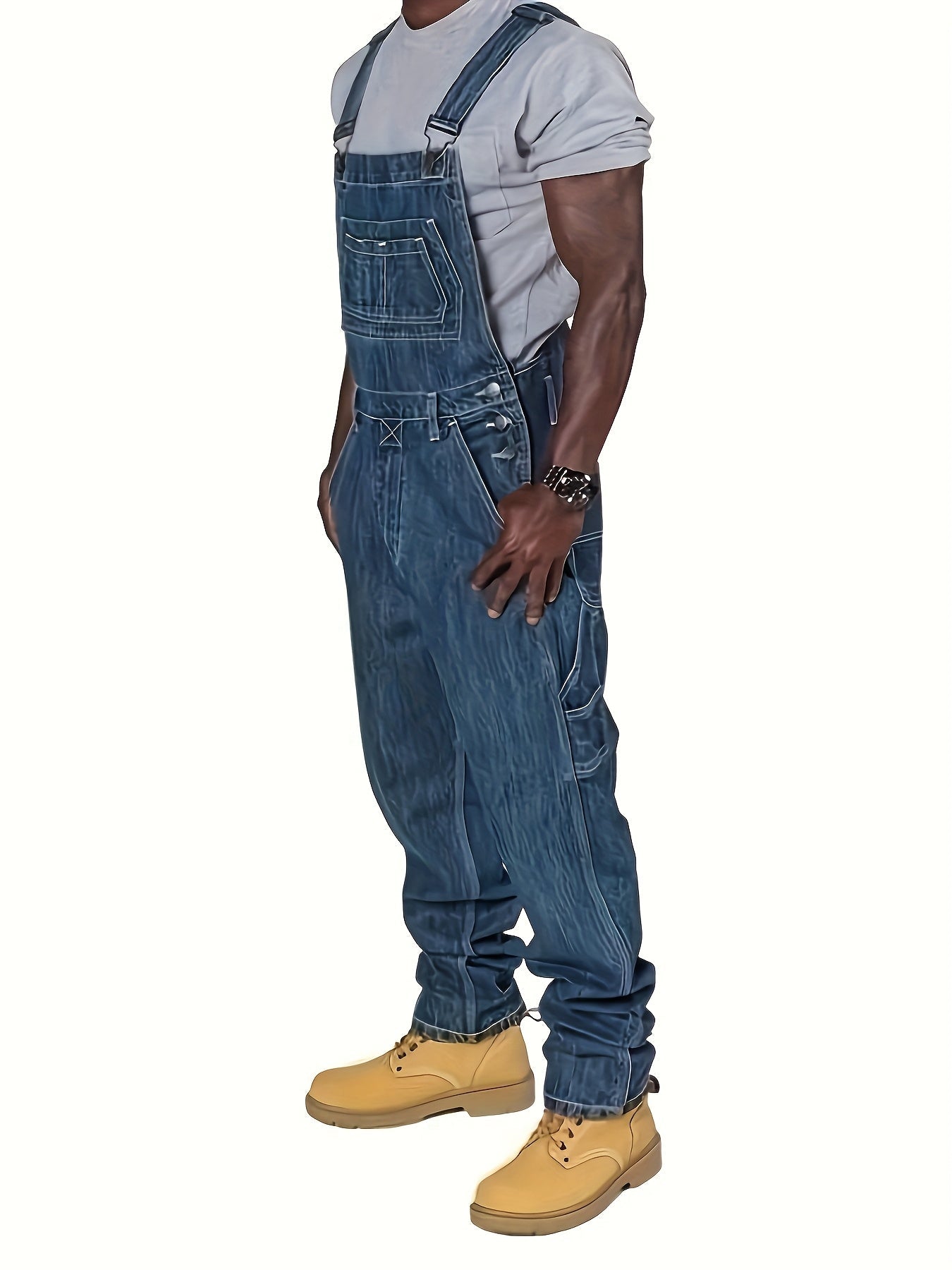 Men's Retro Denim Overalls - Loose Multi-Pocket Workwear