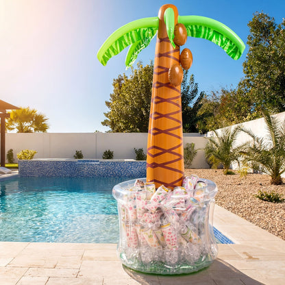 5FT Inflatable Palm Tree Drink Cooler – Tropical Beverage Ice Bucket for Luau Hawaiian Pool Party Decorations | Beach Theme Birthday & Summer Outdoor Party Supplies, Indoor & Outdoor Use