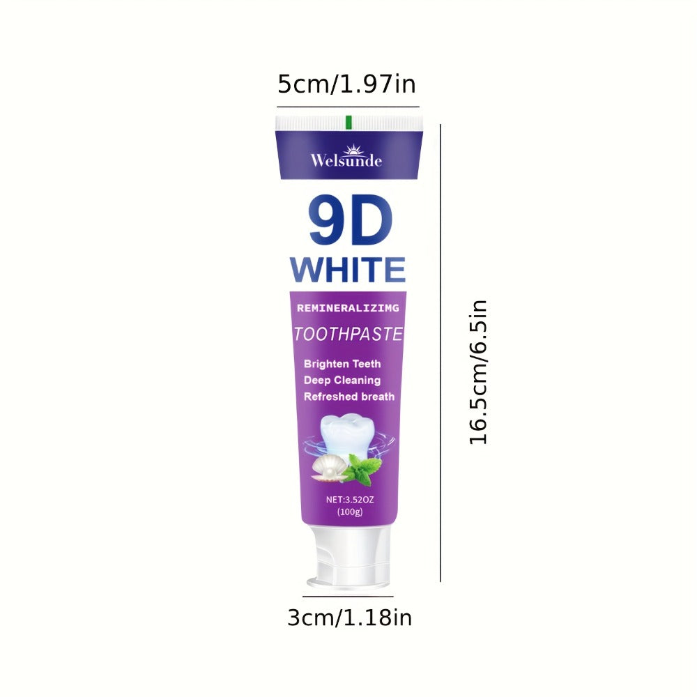 Purple Toothpaste 2pcs Hydroxyapatite Whitening Deep Cleaning European Formula Mint Flavor Fresh Breath Gentle on Gums Travel Size 100g Oral Care Gift for Women Men Sensitive Teeth