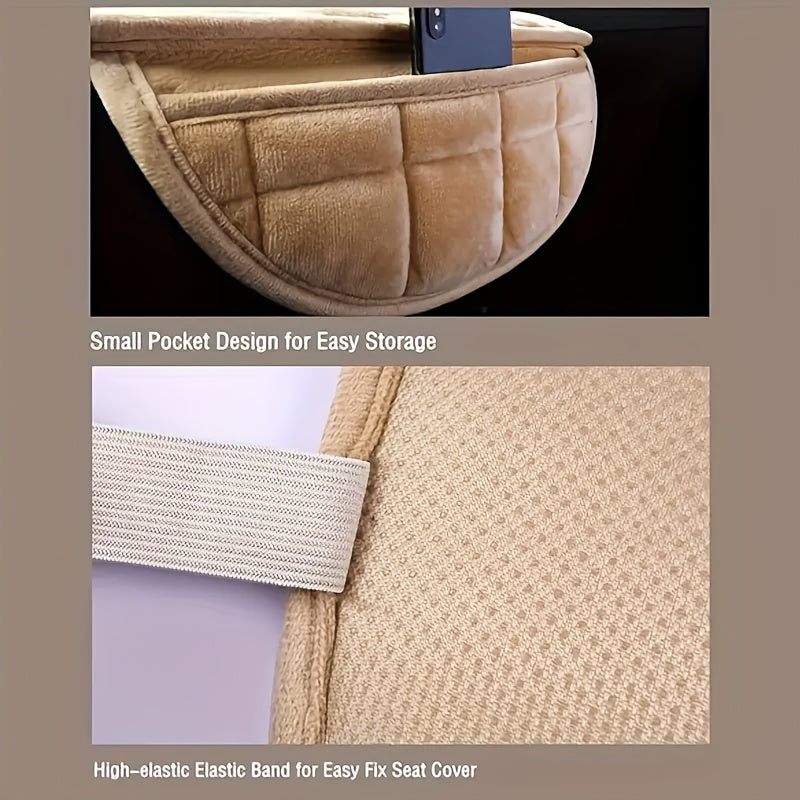 1/2/3pcs Plush Plaid Thickened Heat-Insulating Car Seat Cushions, Car Seat Front And Rear Seat Protection Pads, Non-Slip Protection Pads, Universal Car Interior, Suitable for Various Models of Breathable Car Seat Cushions
