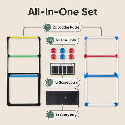 Ladder Toss Game Set – 6 Bola Ladderball Outdoor Lawn Game with Storage Bag & Score Trackers for Beach Tailgate Backyard