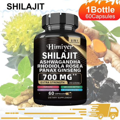 Sea Moss 7000mg & Shilajit Supplement Bundle — Black Seed Oil 4000mg, Ashwagandha 2000mg, Panax Ginseng 1500mg, Rhodiola Rosea | All-in-1 Daily Wellness Capsules