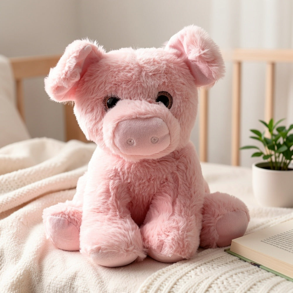 Pink Pig Plush Toy Stuffed Animal with Big Eyes – Soft Cute Doll for Baby, Toddler & Kids, Couch Throw Pillow, Birthday Gift for Girls & Nursery Decor