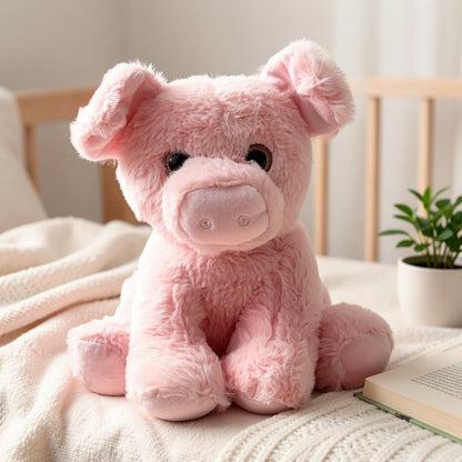 Pink Pig Plush Toy Stuffed Animal with Big Eyes – Soft Cute Doll for Baby, Toddler & Kids, Couch Throw Pillow, Birthday Gift for Girls & Nursery Decor