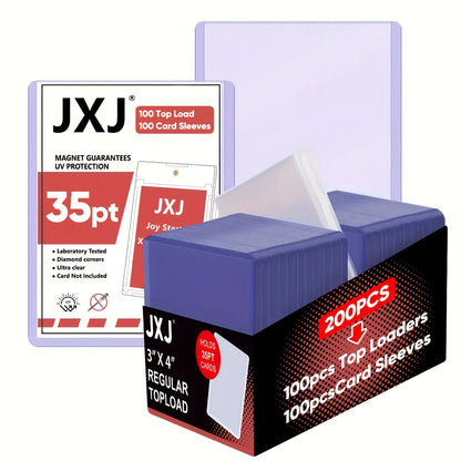 Top Loaders & Card Sleeves Bulk 200/400/800pcs – 3x4 Hard Plastic Card Protectors for Baseball Football Pokemon MTG Sports Trading Cards Collector Bundle