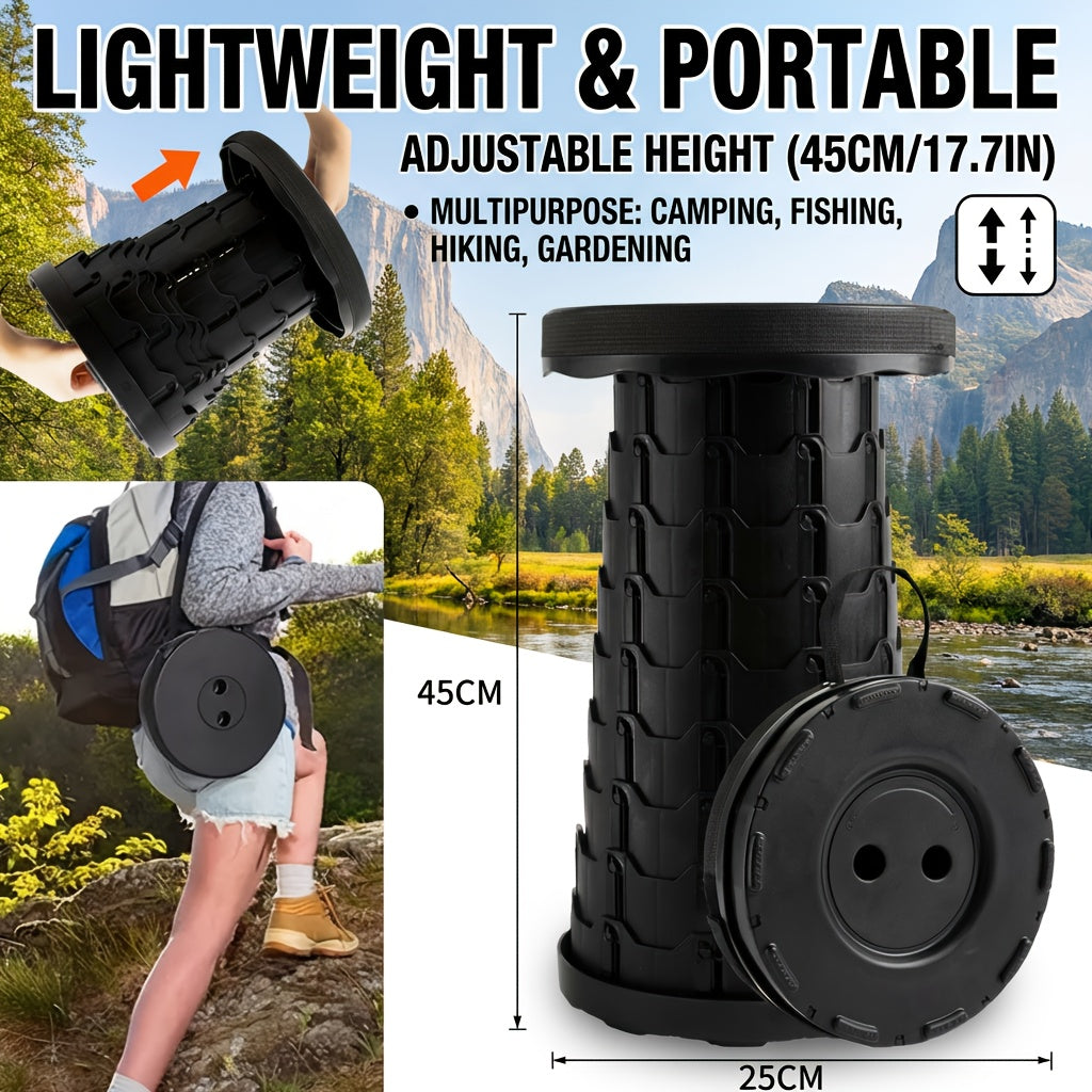 Collapsible Folding Camping Stool 2pcs | Max Load 400lbs Portable Telescopic Stool | Compact Plastic Seat for Travel Camping Hiking Fishing Backyard BBQ | Outdoor Stool Gift for Men Blue