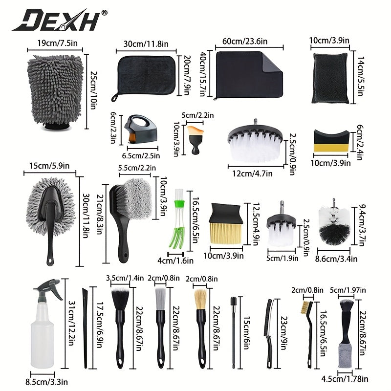 28pcs Car Details Kit, Car Detailing Brush Set, Auto Detailing Drill Brush Set, Car Detailing Brushes, Car Accessories-Car Detailing Tools Kit For Interior, Exterior, Wheels, Windshield