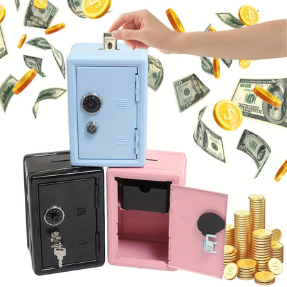 Metal Coin Bank Safe with Key and Combination Lock – Secure Steel Money Box with Removable Drawer, Coin Slot & Cash Storage for Home Office, Kids Gift