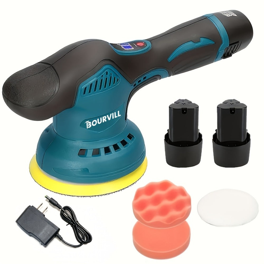 Cordless Car Polisher 5-Inch 8-Speed up to 5000 RPM with Battery for Car Detailing Scratch Removal Paint Correction - Portable Buffer Polishing Machine