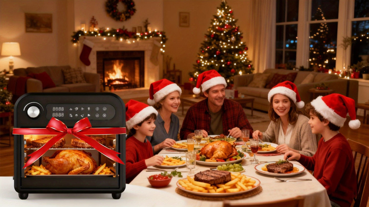 Air Fryer Toaster Oven Combo 15QT Extra Large, 360° Convection, LED Digital Display, Precise Temperature Control – Stainless Steel Interior, 5 Accessories, Healthy Low-Oil Cooking for Family Kitchen