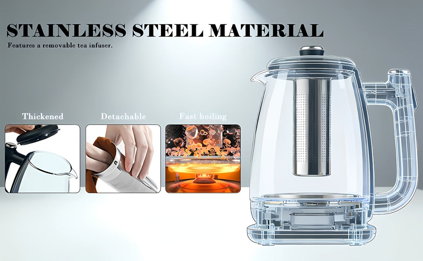 Electric Kettle 1.8L Stainless Steel – Fast Boil with Auto Shut-Off, Boil-Dry Protection, Removable Filter & 360° Swivel Base, BPA-Free Hot Water Kettle for Tea, Coffee & Baby Formula