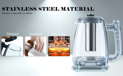 Electric Kettle 1.8L Stainless Steel – Fast Boil with Auto Shut-Off, Boil-Dry Protection, Removable Filter & 360° Swivel Base, BPA-Free Hot Water Kettle for Tea, Coffee & Baby Formula