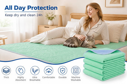 Washable Reusable Underpads 36x36 Inch Extra Heavy Absorbency Waterproof Bed Pads for Adults Kids and Elderly Quick Drying Leak-Proof Mattress Protector Pee Pads for Dogs and Puppies Couch Sofa Floor Protection