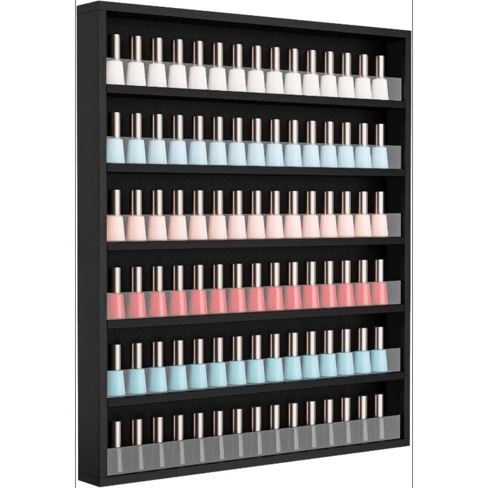 Wall Mount Nail Polish Rack Organizer 6 or 10 Tier with Acrylic Baffle Salon Display Shelf for Gel Polish Storage Nail Studio Home Spa Vanity Black White Pink