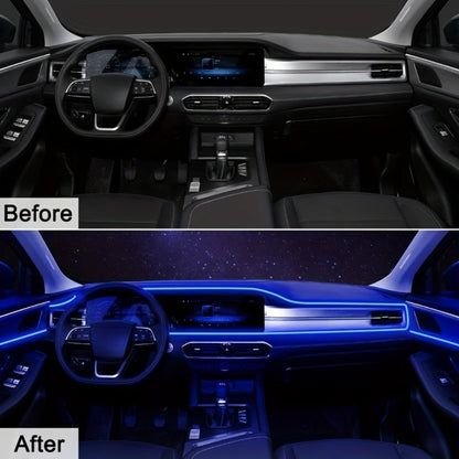 Car Interior Ambient Light Strip 3M, APP Control Music Sync 7-Color LED Atmosphere Lighting Kit for Door Console Dashboard, Rhythm-Reactive Neon Accent Lights for All Vehicles