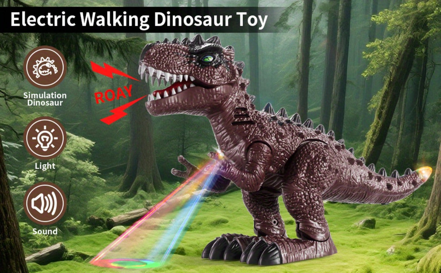 Electric Walking Dinosaur Toys Set of 3 with Sound, Light & Walking Functions – Interactive Moving Dino Toy Collection, Birthday Christmas Gift for Boys Girls Ages 3-7