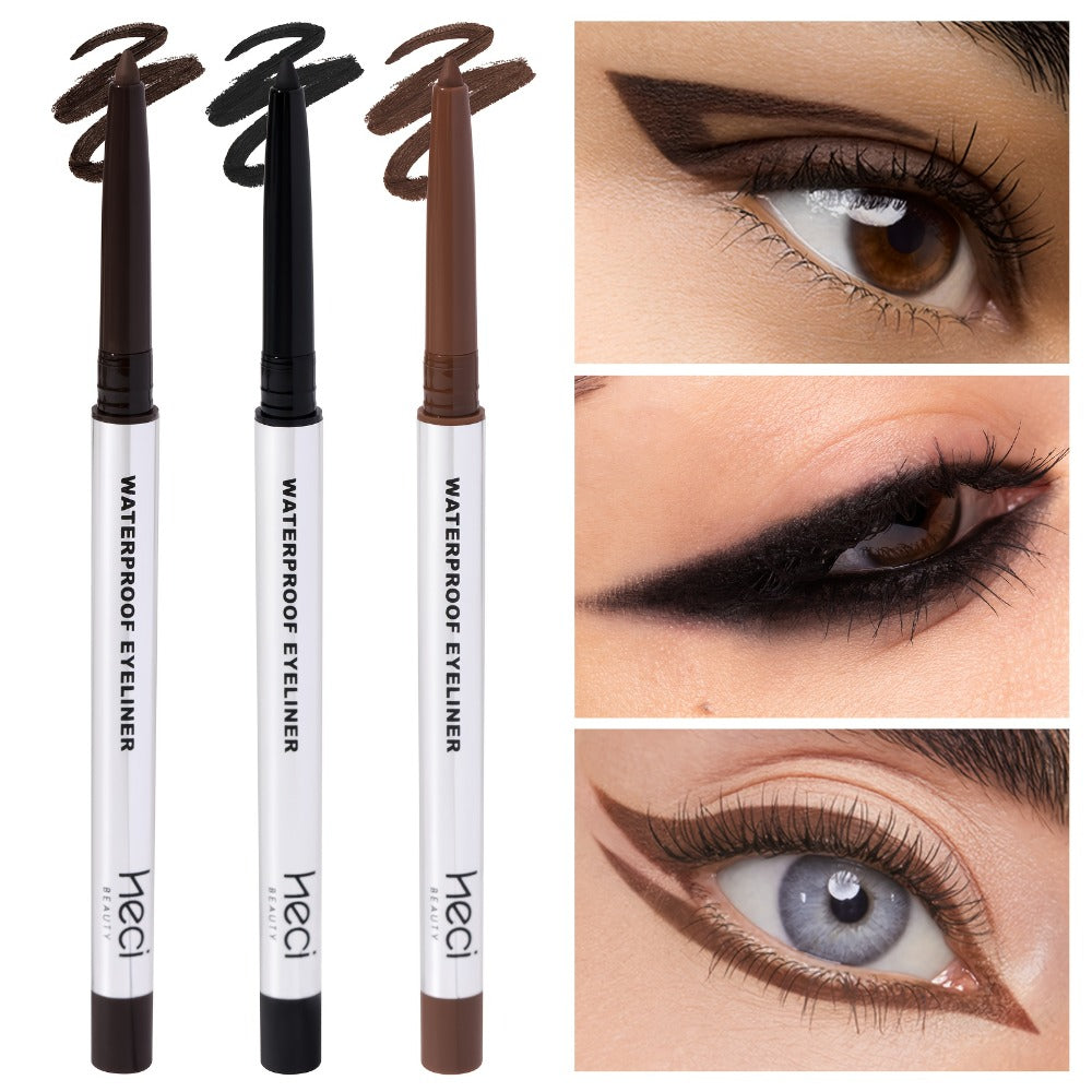 3-Piece Matte Gel Eyeliner Pen Set Waterproof Long-Lasting Smudge-Proof Precision Eye Makeup — Quick-Dry Creamy Formula for Sensitive Mature Skin Beginner Friendly Deep Medium Black