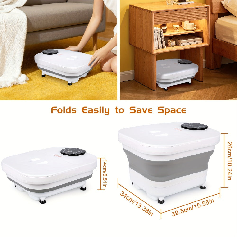 Foldable Foot Spa Bath with 20 Massage Rollers – Touchscreen Temperature Display, Remote Control & Shower Sprayer | Space-Saving Electric Foot Soak Tub for Home Relaxation, Heartfelt Gift for Women