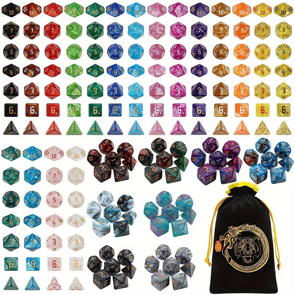 DND Dice Set 182pcs 26 Colors – Complete Polyhedral Dice with Flannel Bag D20 D12 D10 D8 D6 D4 for Dungeons and Dragons RPG MTG Tabletop Games Gift for Gamers