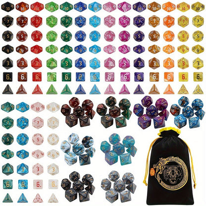 DND Dice Set 182pcs 26 Colors – Complete Polyhedral Dice with Flannel Bag D20 D12 D10 D8 D6 D4 for Dungeons and Dragons RPG MTG Tabletop Games Gift for Gamers