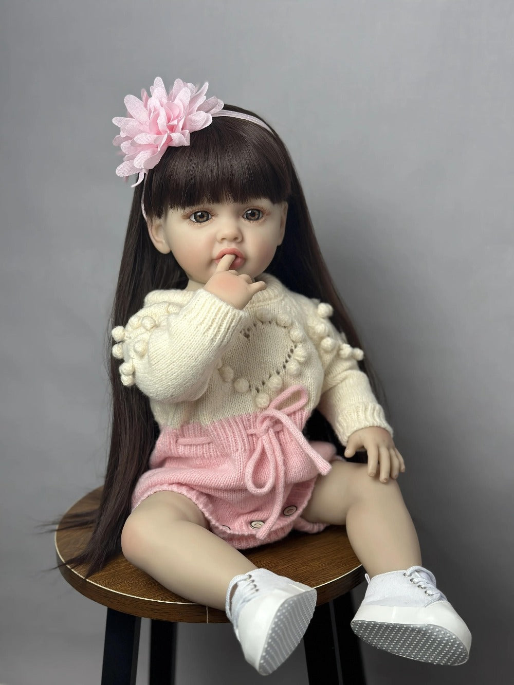Reborn Baby Doll 22 Inch Full Vinyl Body Bath-Safe with Lifelike Weight Acrylic Eyes & Wig Hair – Includes Clothes Pacifier Bottle & Birth Certificate, Realistic Newborn Girl Gift for Kids & Collectors 55cm