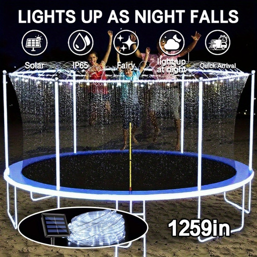 Solar LED Trampoline Lights 50 100 LEDs Colorful Rope Lights 8 Modes IP65 Waterproof Fits 8-16 Ft Trampolines Outdoor Safety Glow Night Light Kids Adults Multicolor White Blue