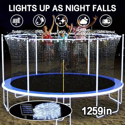 Solar LED Trampoline Lights 50 100 LEDs Colorful Rope Lights 8 Modes IP65 Waterproof Fits 8-16 Ft Trampolines Outdoor Safety Glow Night Light Kids Adults Multicolor White Blue