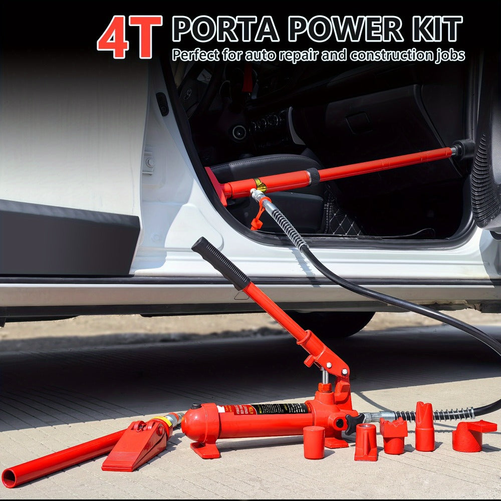 Porta Power Hydraulic Jack Kit 4 / 10 / 20 Ton, High Carbon Steel Body Repair Ram Set for Pulling Pushing Lifting Bending Straightening, Auto Overload Protection, Cars Trucks Farm Equipment, with Case