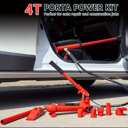 Porta Power Hydraulic Jack Kit 4 / 10 / 20 Ton, High Carbon Steel Body Repair Ram Set for Pulling Pushing Lifting Bending Straightening, Auto Overload Protection, Cars Trucks Farm Equipment, with Case