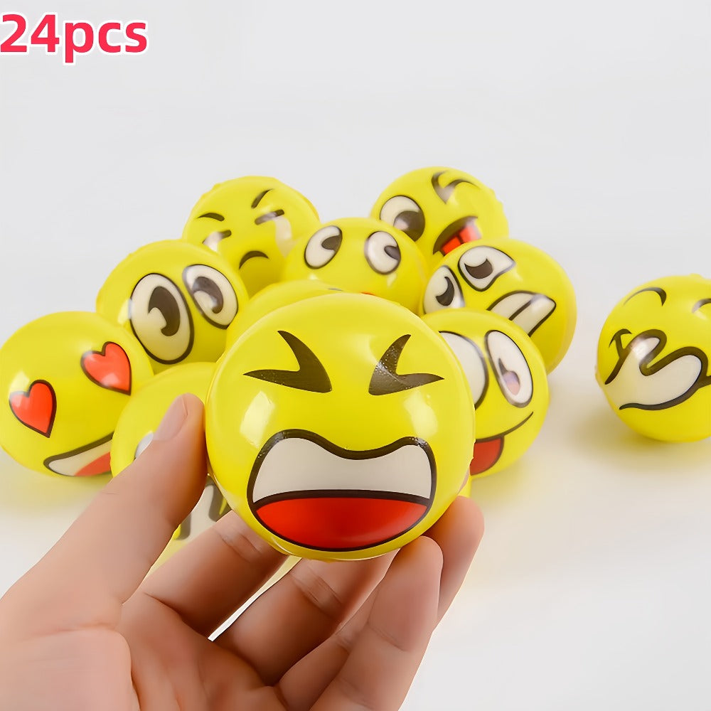 Stress Balls Bulk 24 Pack Mini Squeeze – Funny Emoji Face Foam Stress Relief Toys for Kids & Adults, Classroom Prizes, Carnival Rewards, Birthday Party Favors & Holiday Giveaways